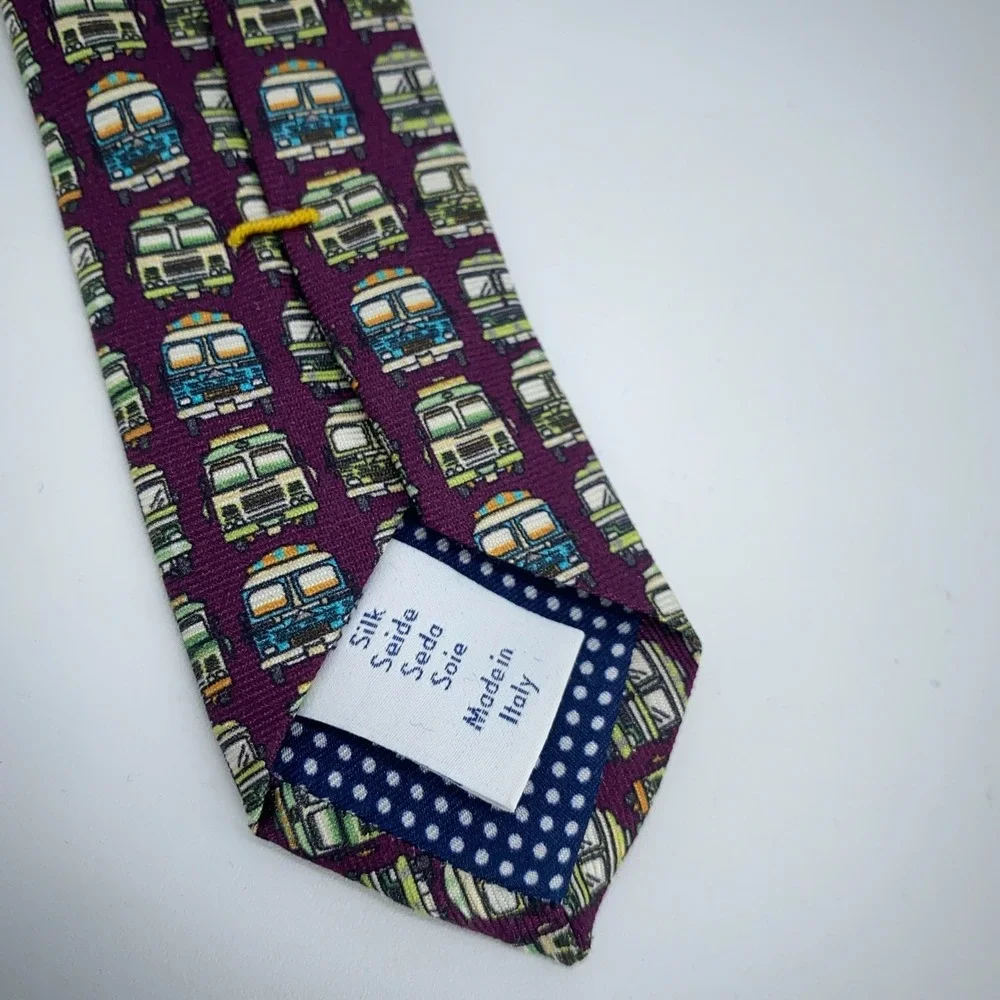 Eton‎ Tie Men One Size Multi Trucks Print Silk Classic Fit Necktie Italy Made